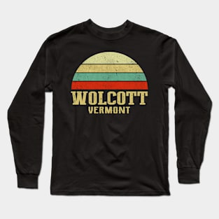 WOLCOTT VERMONT Vintage Retro Sunset Long Sleeve T-Shirt
